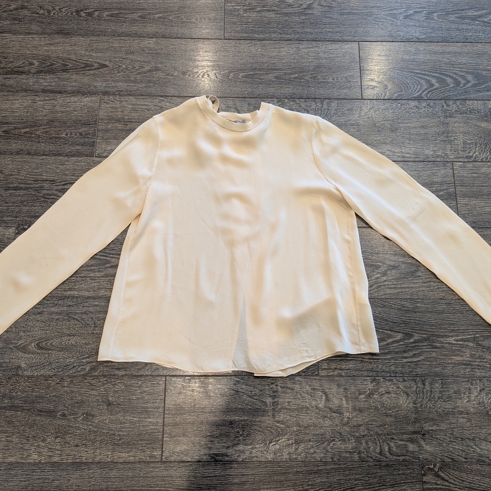 Vince Cream Long Sleeve Silk Blouse